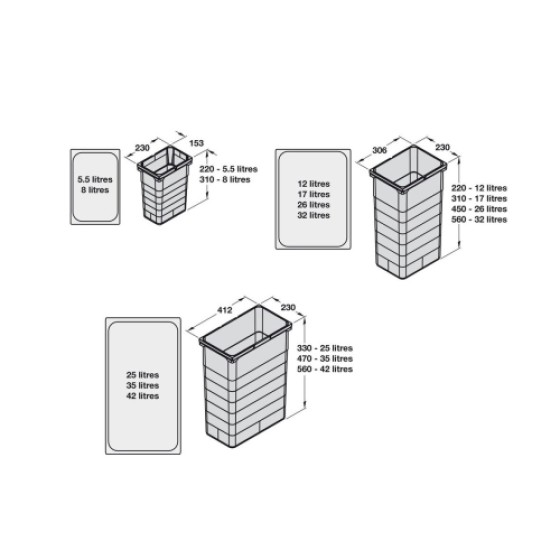 (32L) Ninka Kitchen Replacement Inner Trash Bin (Inner Trash Bin Only)